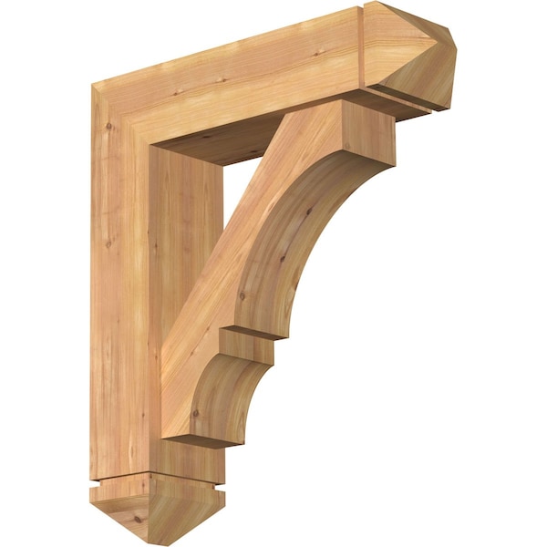 Ekena Millwork Balboa Arts and Crafts Smooth Bracket w/ Offset Brace, Western Red Cedar, 7 1/2"W x 28"D x 32"H BKT0806X28X32BOA03SWR - main